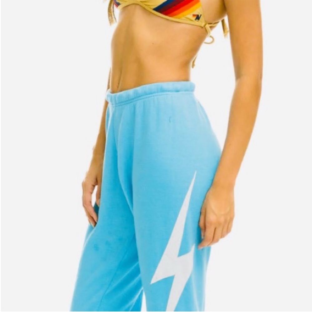 Aviator Nation Blue Lightning Bolt Women's Sweat Pants